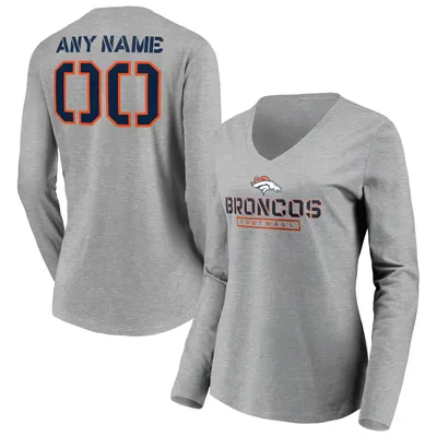 Denver Broncos Fanatics Branded Women's Established Jersey Cropped V-Neck T- Shirt - Navy