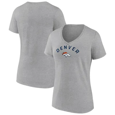 Denver Broncos Fanatics Branded Women's Team Arc V-Neck T-Shirt - Heather Gray
