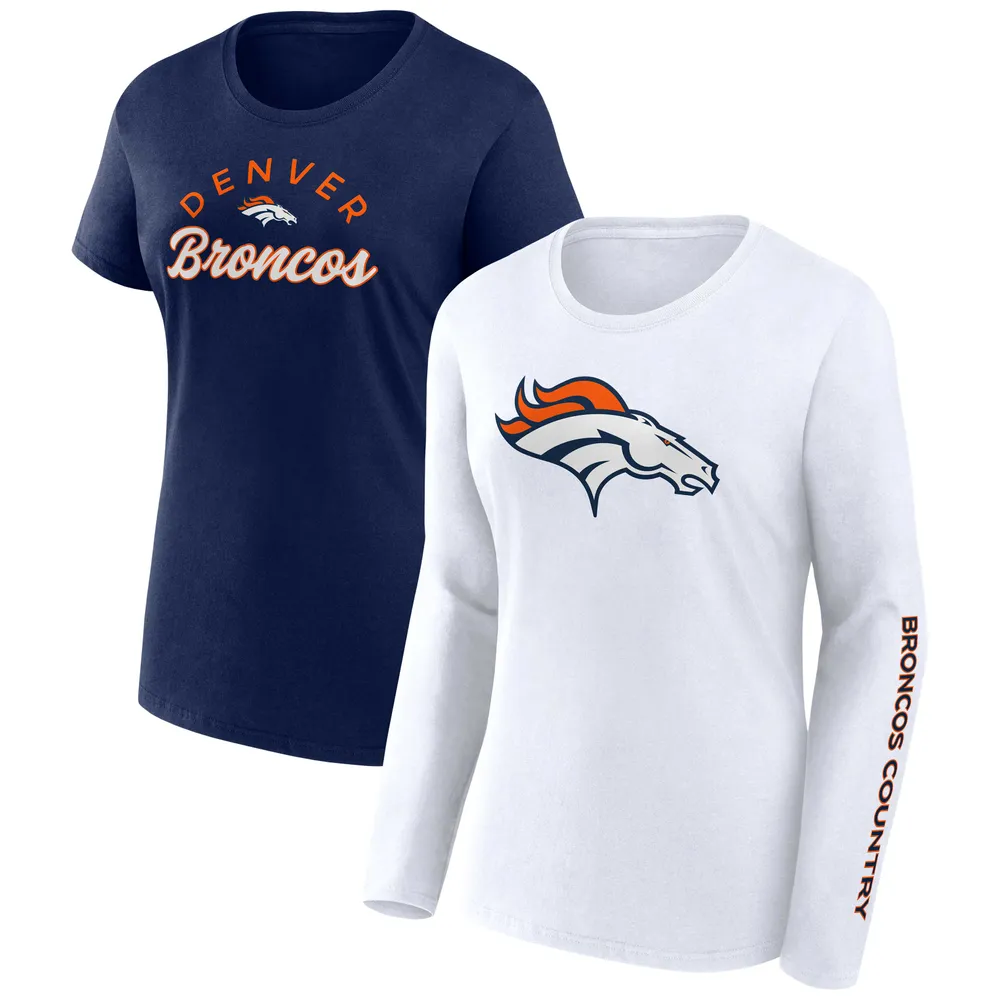 Fanatics Branded Women's Fanatics Branded Navy/White Denver Broncos Short &  Long Sleeve T-Shirt Combo Pack