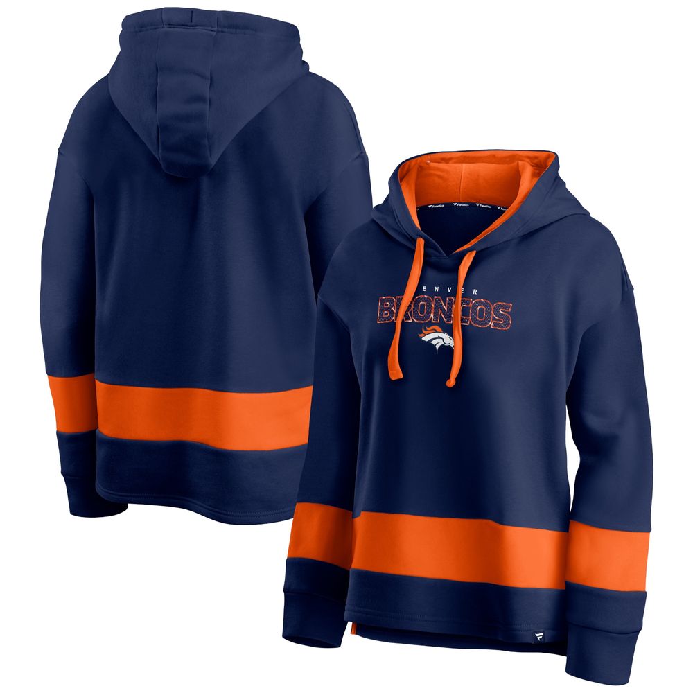 Fanatics Branded Women's Navy Denver Broncos Doubleface Slub Pullover Hoodie - Navy