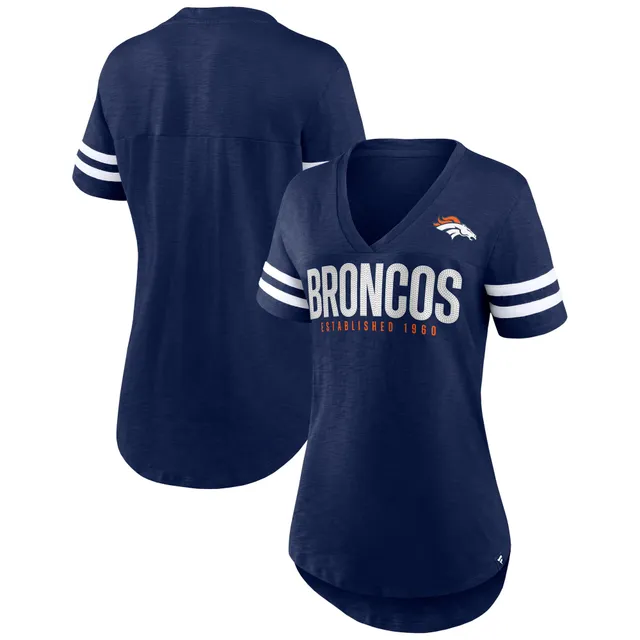 Women's Fanatics Branded Navy Denver Broncos Hometown Sweep Long Sleeve V-Neck T-Shirt