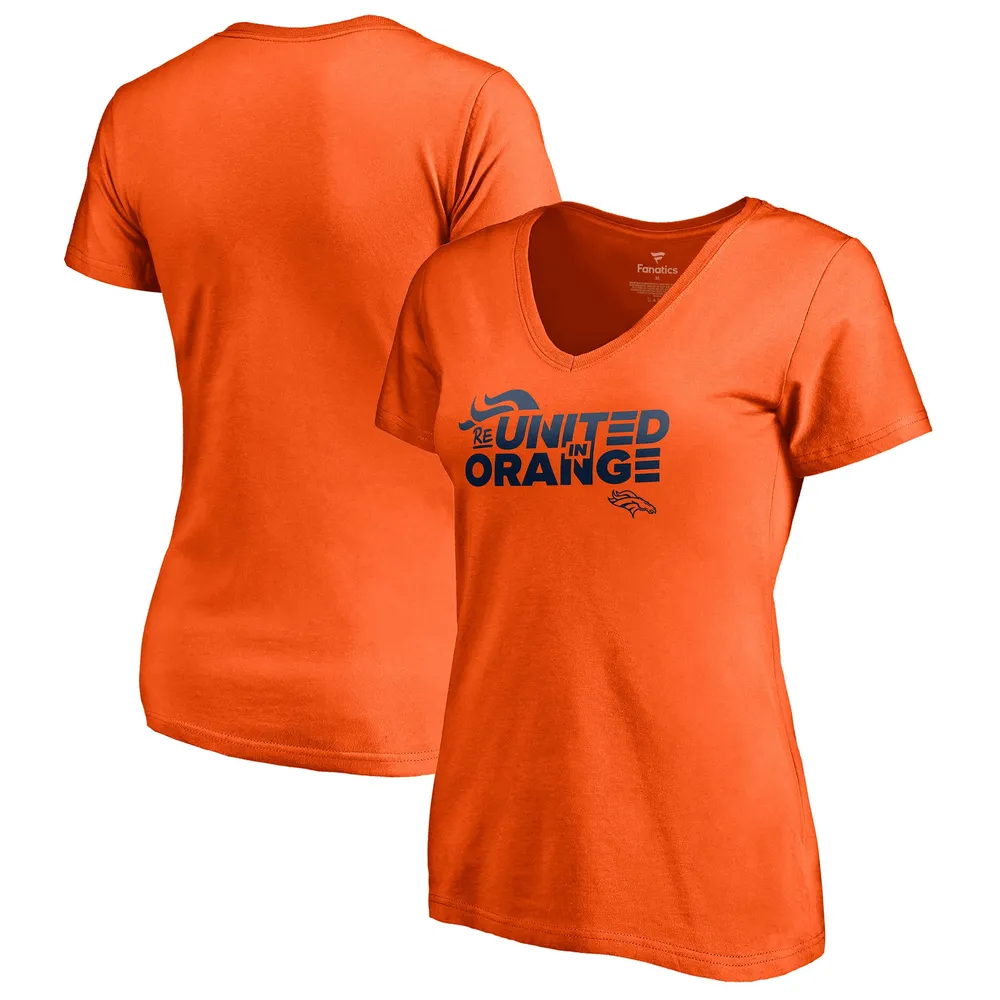 Women's Fanatics Branded Orange/White Denver Broncos Ombre Long Sleeve T-Shirt Size: Small