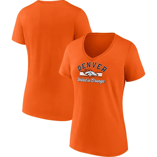 Women's Antigua White/Orange Denver Broncos Flip T-Shirt Size: Medium