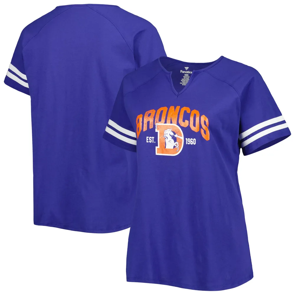 Lids Denver Broncos Fanatics Branded Women's Plus Throwback Notch Neck  Raglan T-Shirt - Royal