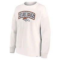 Women's Fanatics Cream Denver Broncos Leopard Team Pullover Sweatshirt