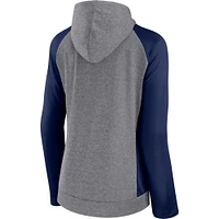 Women's Fanatics  Heather Gray/College Navy Denver Broncos Blind Side Lightweight Full-Zip Hoodie