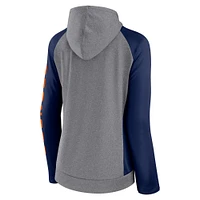 Women's Fanatics  Heather Gray/College Navy Denver Broncos Blind Side Lightweight Full-Zip Hoodie