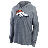 Women's Fanatics Heather Gray Denver Broncos Cozy Primary Pullover Hoodie