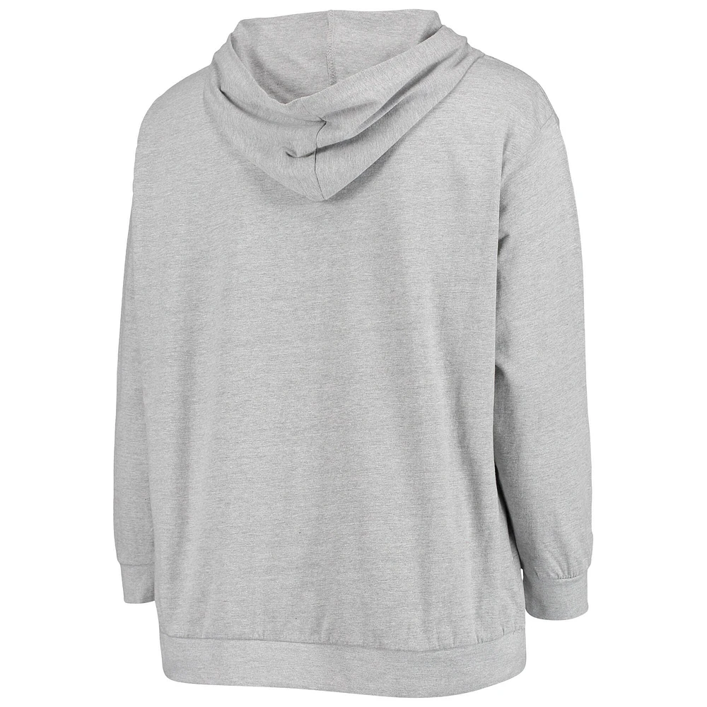Women's Fanatics Heathered Gray Denver Broncos Plus Lace-Up Pullover Hoodie
