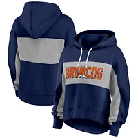 Women's Fanatics Navy/Heather Gray Denver Broncos Filled Stat Sheet Pullover Hoodie