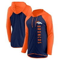 Women's Fanatics Navy/Orange Denver Broncos Forever Fan Full-Zip Hoodie