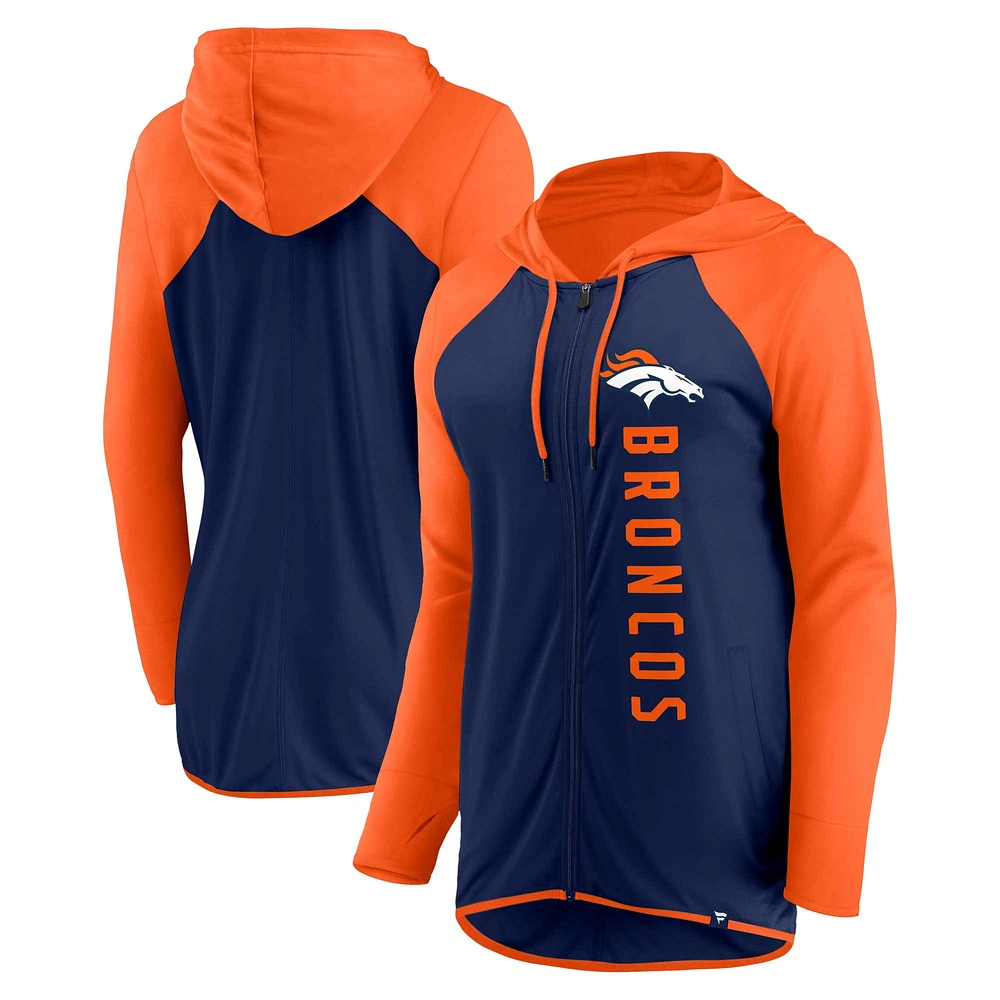 Women's Fanatics Navy/Orange Denver Broncos Forever Fan Full-Zip Hoodie