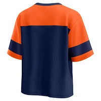 T-shirt court à col en V pour femme Fanatics bleu marine/orange Denver Broncos Homeschool Jersey Fashion