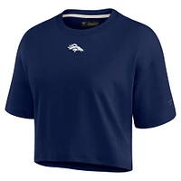 Women's Fanatics Navy Denver Broncos Elements Super Soft Boxy Cropped T-Shirt