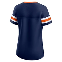 T-shirt à lacets et col en V emblématique Bling Athena de Denver Broncos pour femme Fanatics Navy