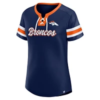 T-shirt à lacets Fanatics pour femmes bleu marine Denver Broncos Original State