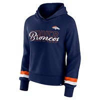 Women's Fanatics  Navy Denver Broncos Over Under Pullover Hoodie