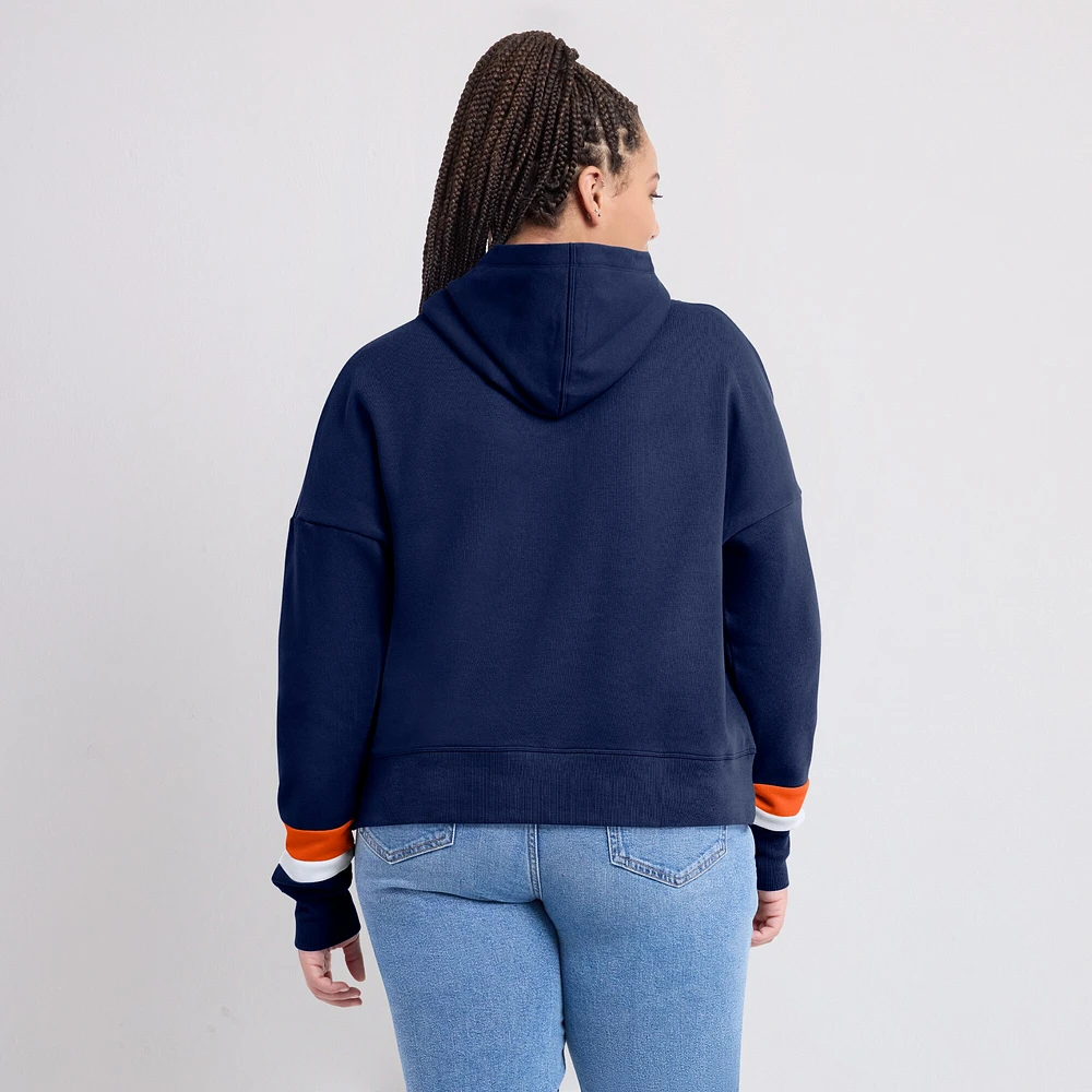 Sweat à capuche Fanatics pour femmes bleu marine Denver Broncos Over Under