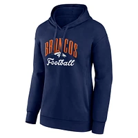 Women's Fanatics Navy Denver Broncos Team Logo Victory Script Pullover Hoodie