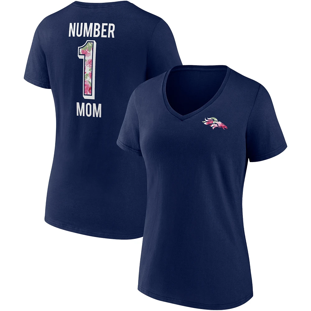 T-shirt à col en V de l'équipe Fanatics Navy Denver Broncos pour femmes la fête des mères