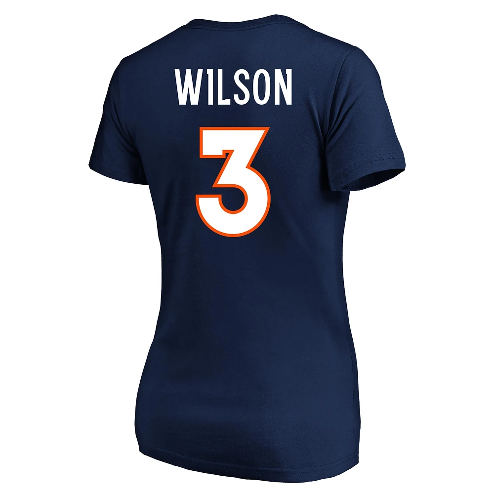 T-shirt col en V taille plus avec nom et numéro de joueur des Broncos Denver Russell Wilson pour femmes Fanatics