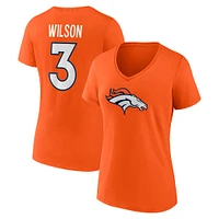 Women's Fanatics Russell Wilson Orange Denver Broncos Player Icon Name & Number V-Neck T-Shirt