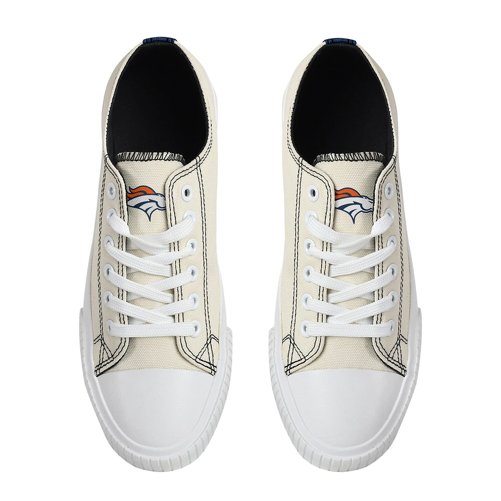 Women's FOCO Cream Denver Broncos Low Top Canvas Shoes