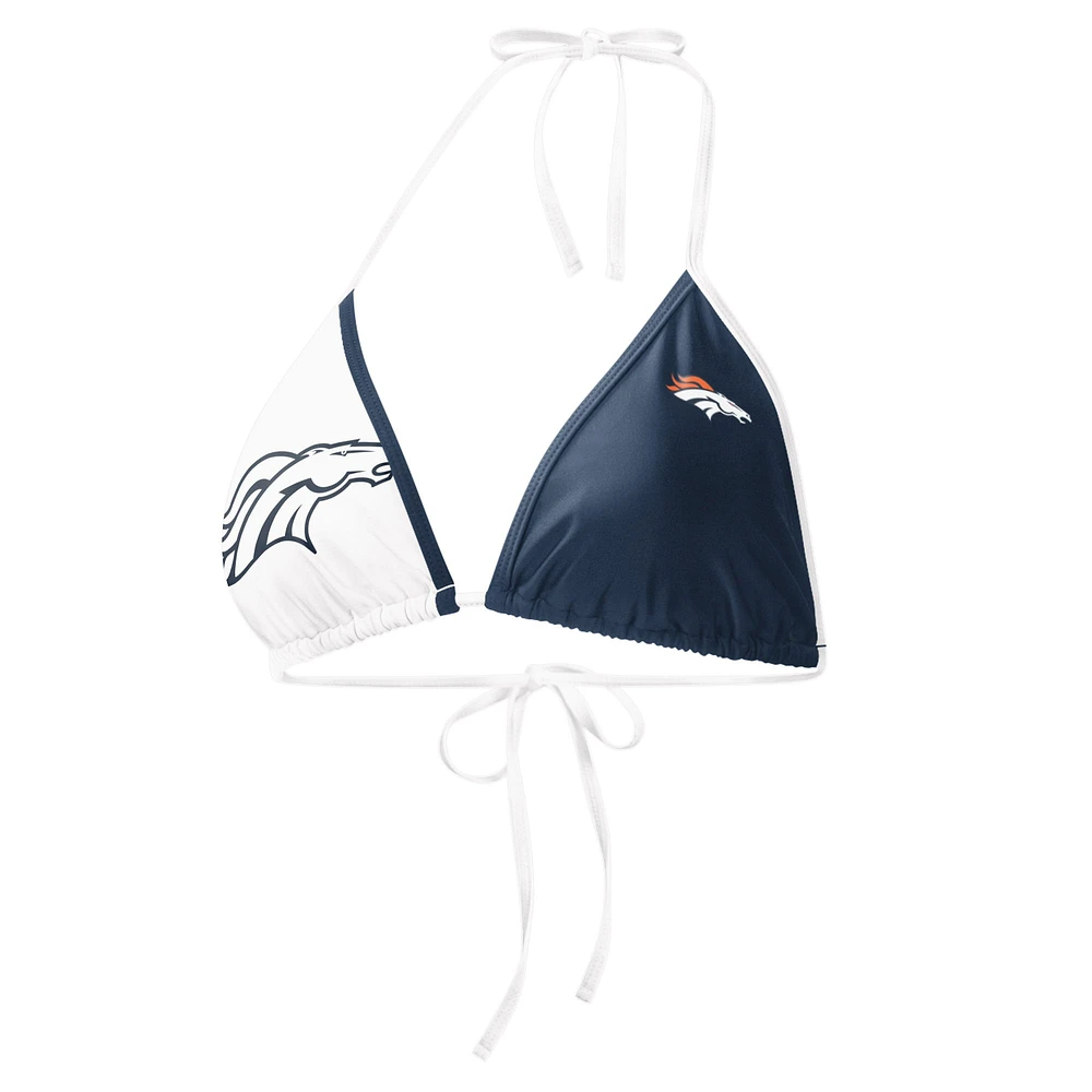 Haut de maillot bain Denver Broncos Play Action G-III 4Her by Carl Banks pour femmes, bleu marine/blanc