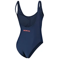 Women's G-III 4Her by Carl Banks Navy Denver Broncos Making Waves One-Piece Swimsuit