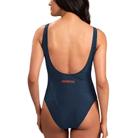 Maillot de bain une pièce G-III 4Her par Carl Banks pour femmes, bleu marine, Denver Broncos Making Waves