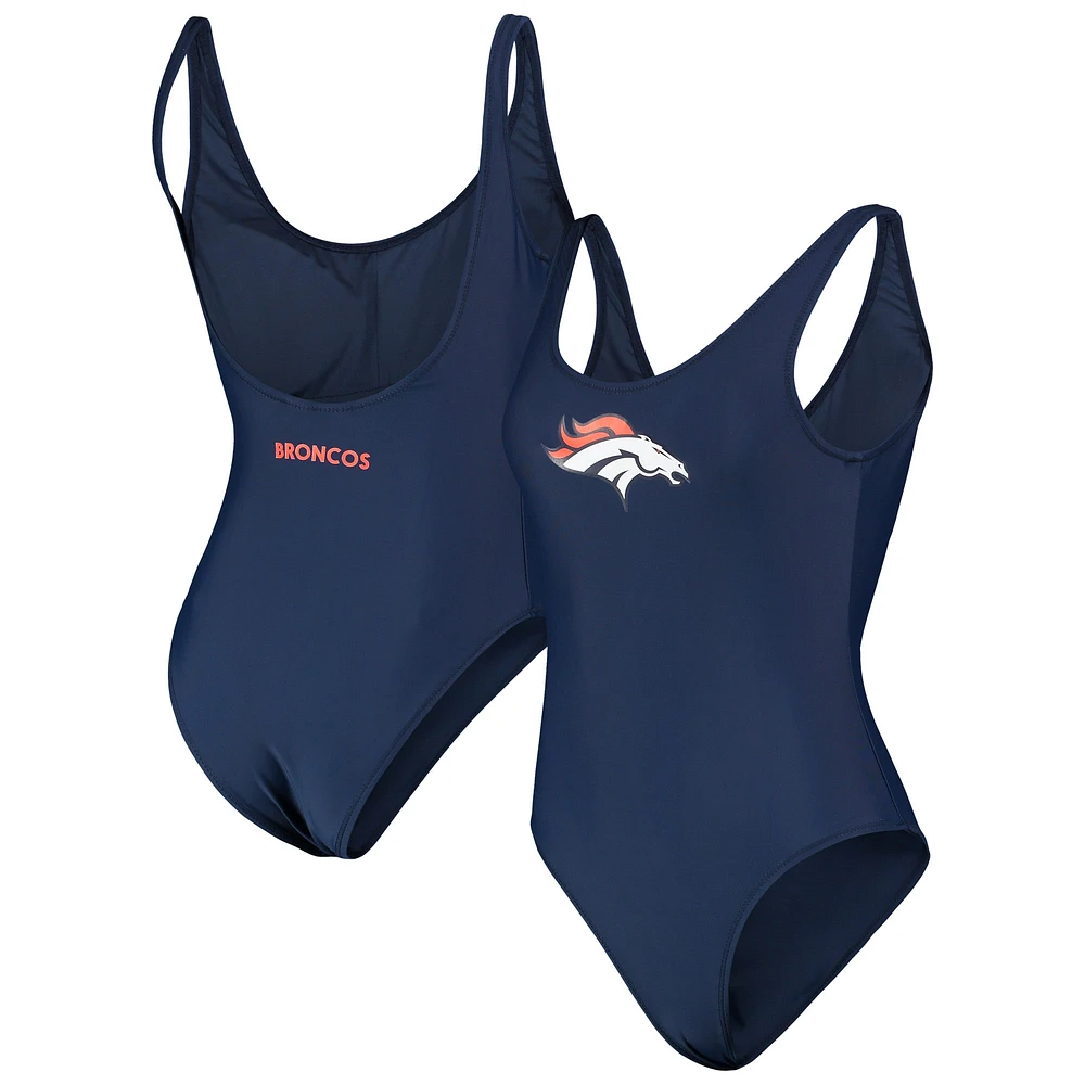 Women's G-III 4Her by Carl Banks Navy Denver Broncos Making Waves One-Piece Swimsuit