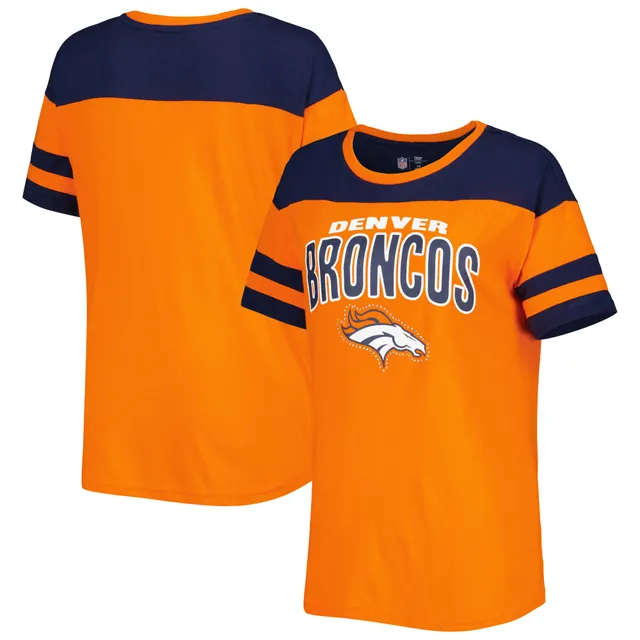 Denver Broncos Fanatics Branded Women's Established Jersey Cropped V-Neck T- Shirt - Navy