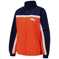 Veste de survêtement d'après-match entièrement zippée G-III 4Her par Carl Banks pour femme, orange, des Denver Broncos