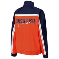 Veste de survêtement d'après-match entièrement zippée G-III 4Her par Carl Banks pour femme, orange, des Denver Broncos