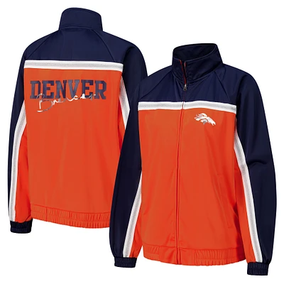 Veste de survêtement d'après-match entièrement zippée G-III 4Her par Carl Banks pour femme, orange, des Denver Broncos