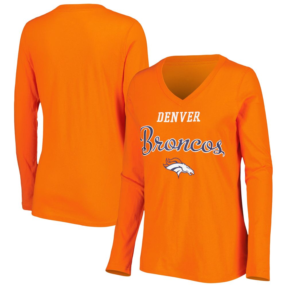 Women's G-III 4Her by Carl Banks Orange Denver Broncos Post Season Team - Long Sleeve V-Neck T-Shirt