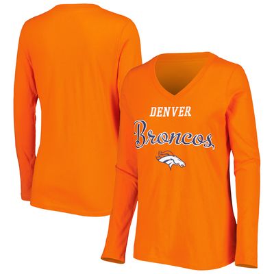 Women's G-III 4Her by Carl Banks Orange Denver Broncos Post Season Team - Long Sleeve V-Neck T-Shirt