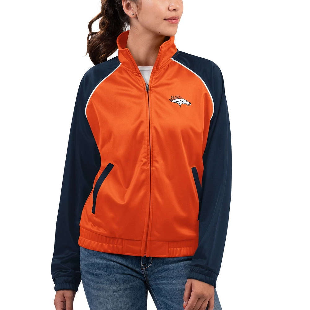 Veste de survêtement Dolman entièrement zippée pour femme G-III 4Her by Carl Banks Orange Denver Broncos Showup Fashion