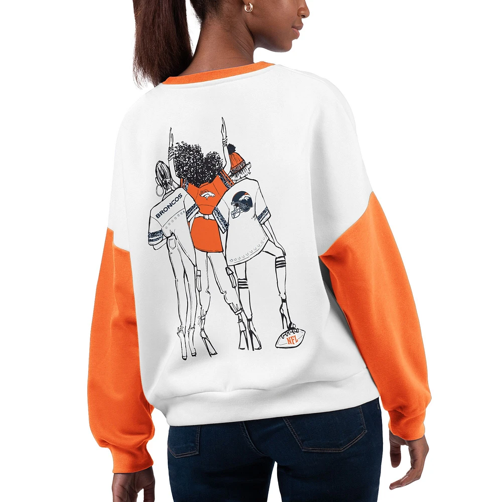 Women's G-III 4Her by Carl Banks White Denver Broncos A-Game Pullover Sweatshirt