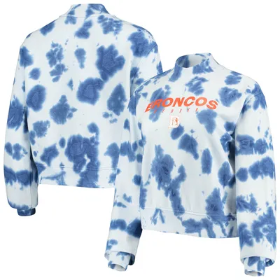 Sweat-shirt court à motif tie-dye pour femmes, Junk Food, bleu marine, Denver Broncos