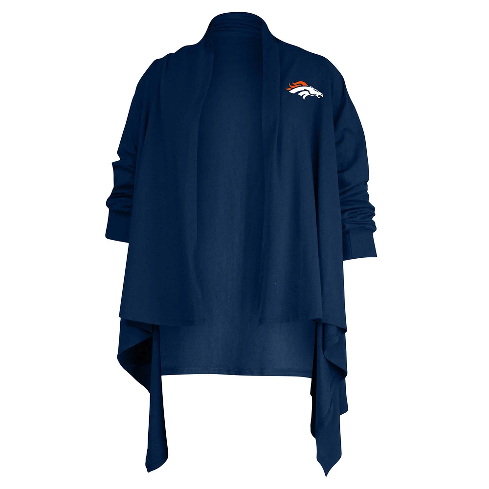 Cardigan Kiya Tomlin pour femmes, bleu marine, Denver Broncos, Mini Duster Raglan