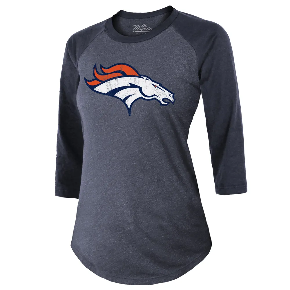 Russell Wilson Denver Broncos Majestic Threads Women's Name & Number Raglan  3/4 Sleeve T-Shirt - Navy