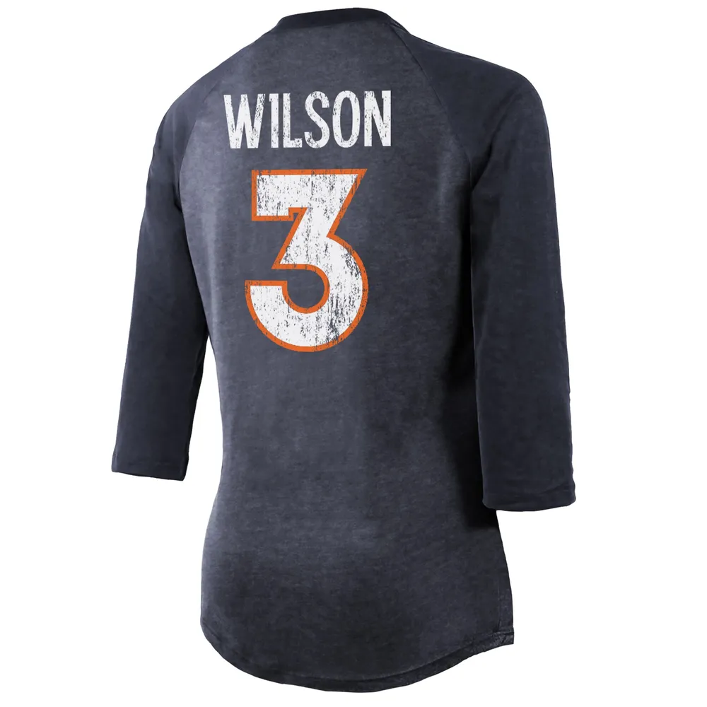 Majestic Threads Women's Majestic Threads Russell Wilson Navy Denver  Broncos Name & Number Raglan 3/4 Sleeve T-Shirt