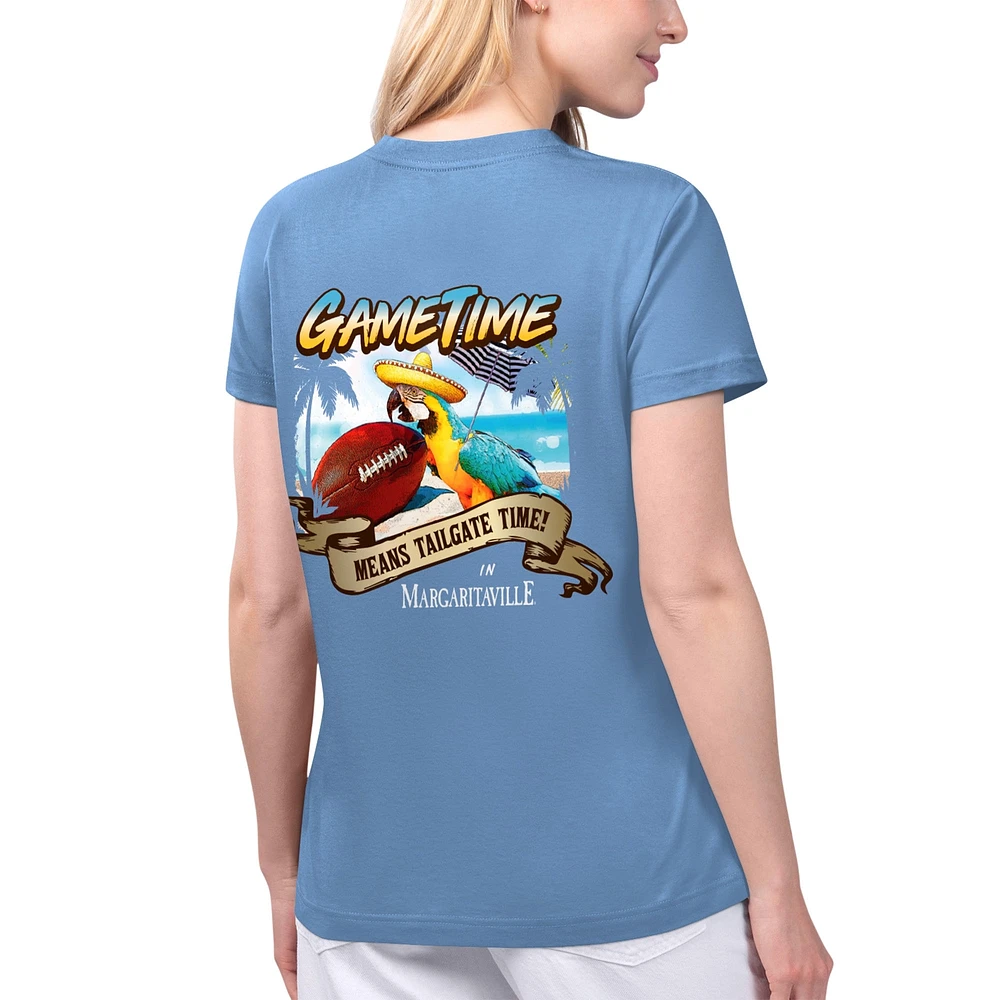 T-shirt à col en V pour femmes, bleu Margaritaville