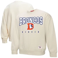 Women's Mitchell & Ness Cream Denver Broncos Fandom Fleece Pullover Sweatshirt