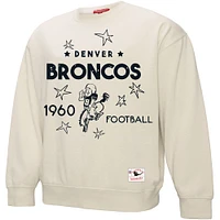 Women's Mitchell & Ness Cream Denver Broncos Shooting Stars Pullover Sweatshirt