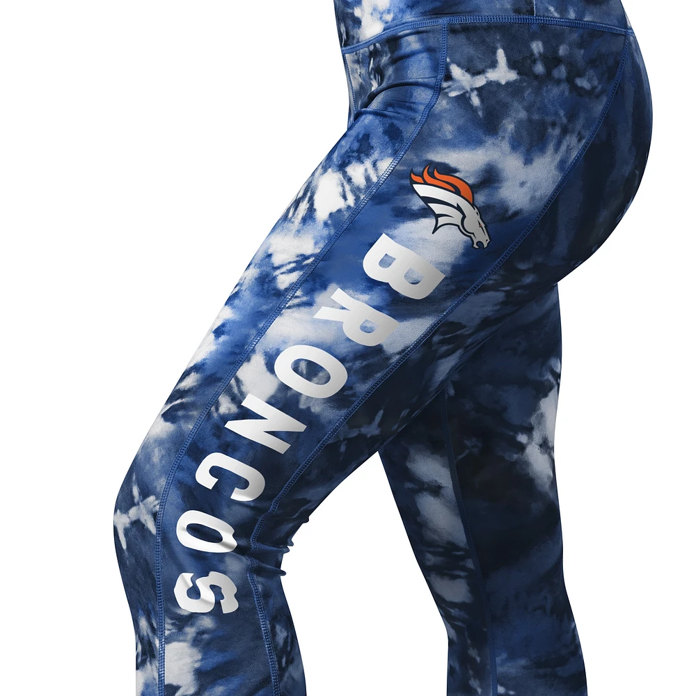 Women's MSX by Michael Strahan Navy Denver Broncos Aubrey Tie-Dye Leggings