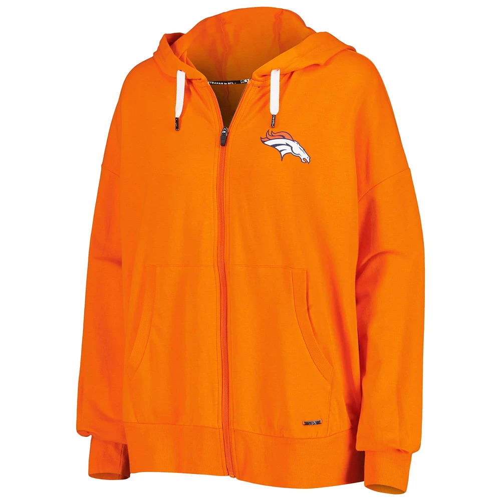 MSX by Michael Strahan Orange Denver Broncos Emerson Sweat à capuche léger entièrement zippé pour femme