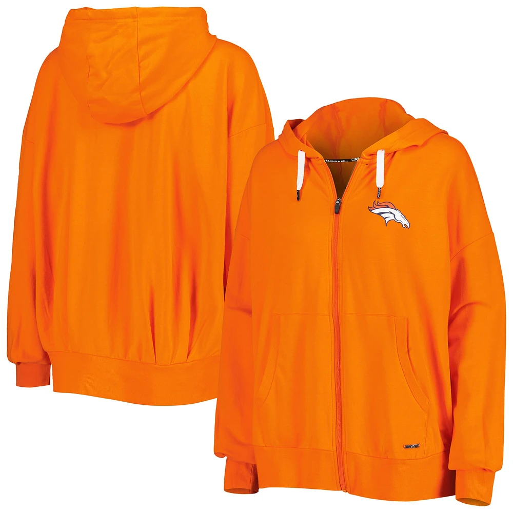 MSX by Michael Strahan Orange Denver Broncos Emerson Sweat à capuche léger entièrement zippé pour femme