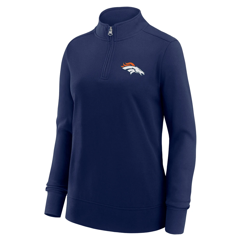 Women's Navy Denver Broncos Velocity Quarter-Zip Jacket